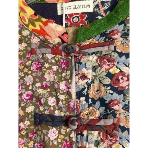 Luan Zai Jiang Kimono Coat O/S Patchwork Quilted Asian Knot Button Bohemian NWT - Picture 5 of 14